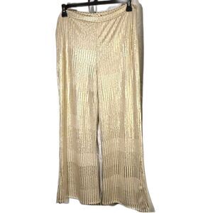 Allysse cream and gold lurex Shimmer size XL poly and spandex wide leg palazzo